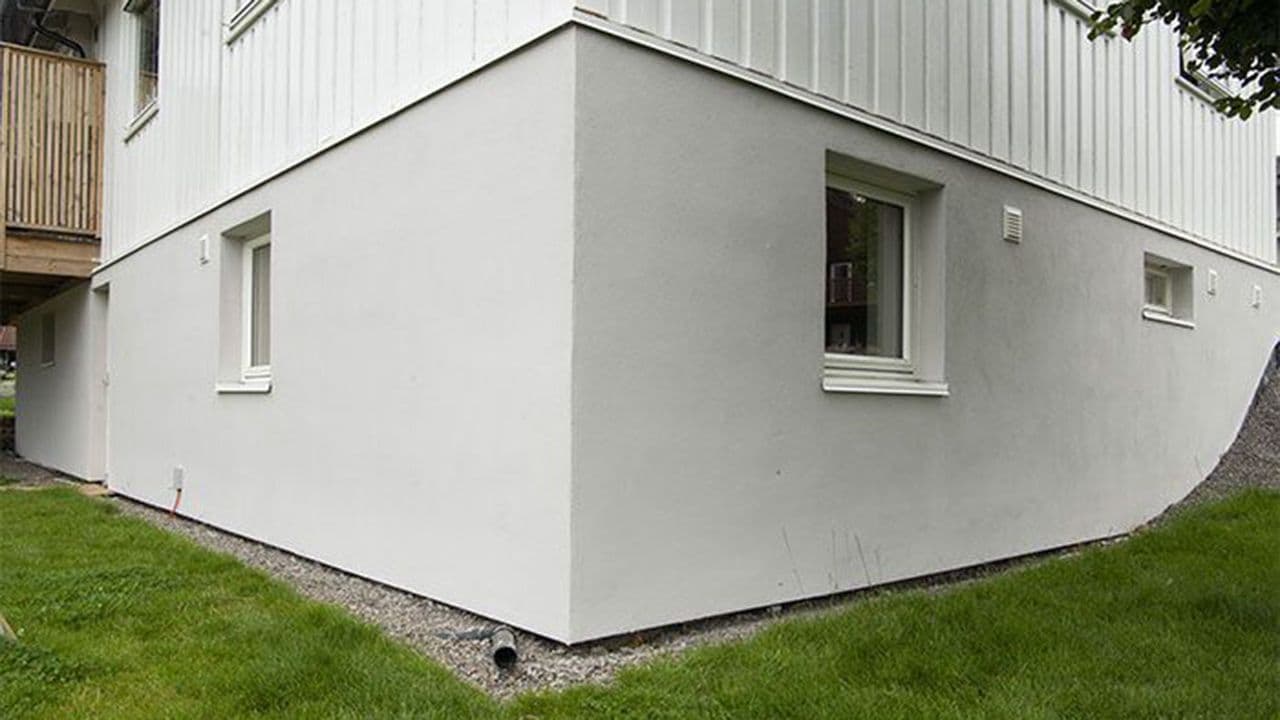Grunnmur på hus.