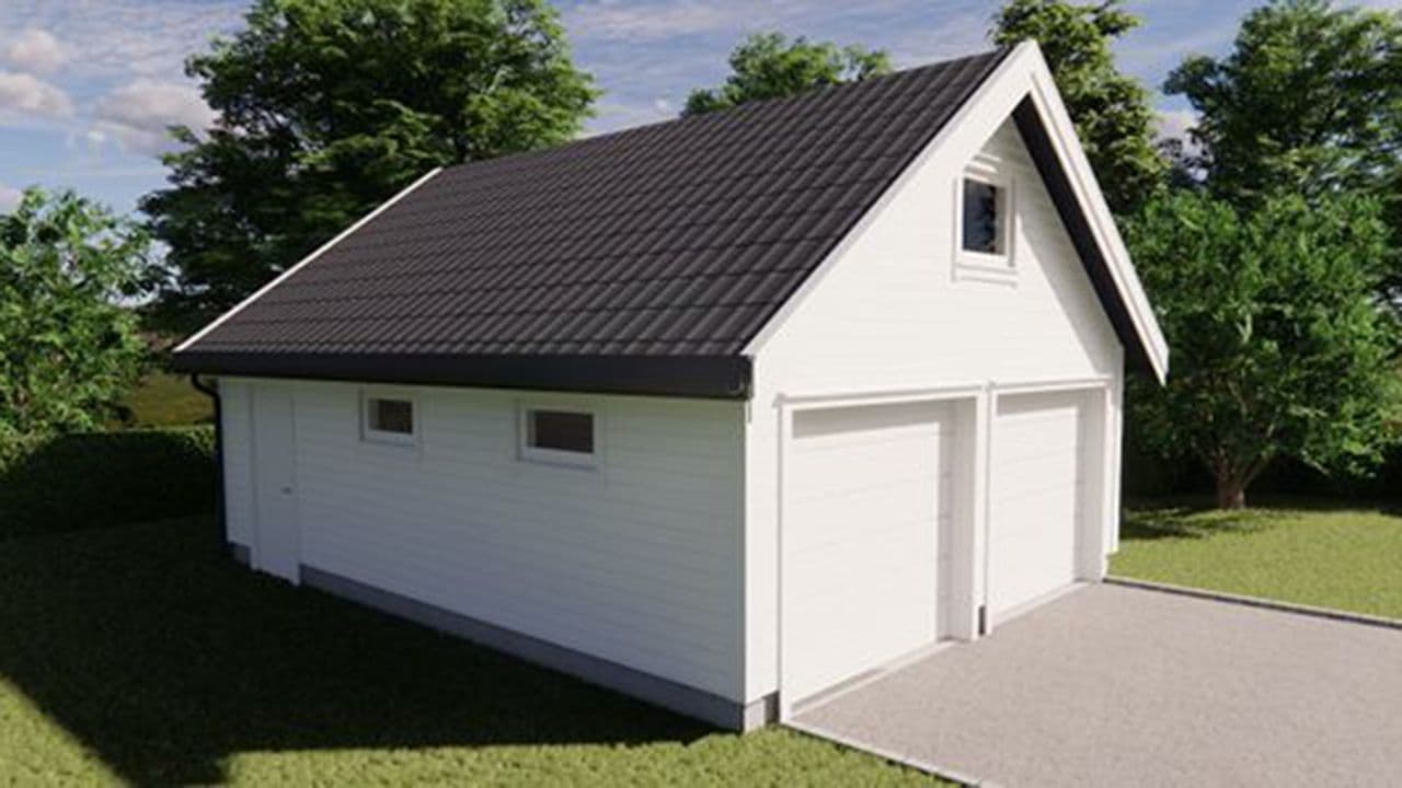 Garasje 6: Lang dobbelgarasje m/loft