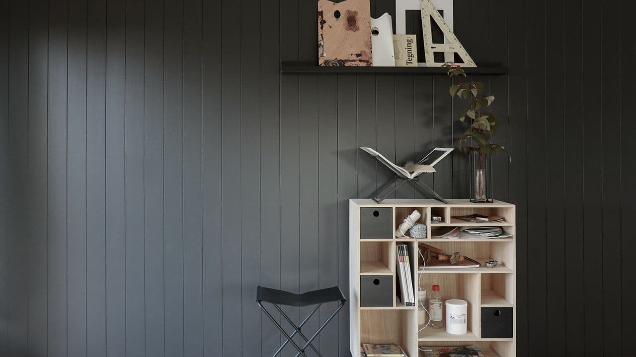 Huntonit proff vegg veggplate i Dempet Sort.