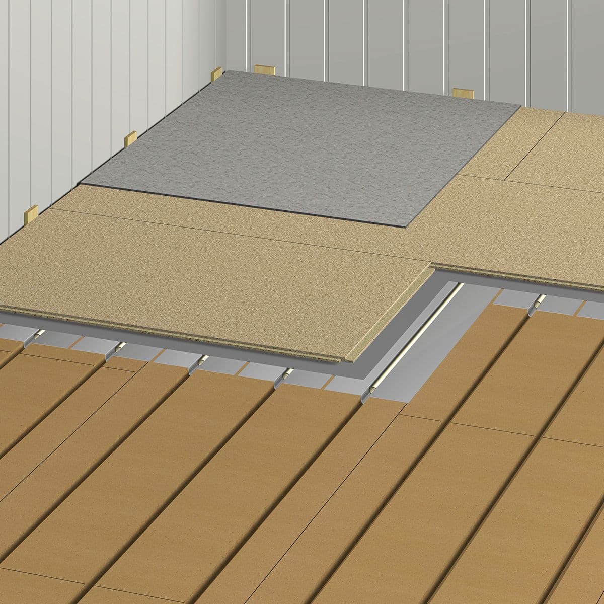 illustrasjon av hvordan Hunton Silencio Thermo legges under gulvbelegg